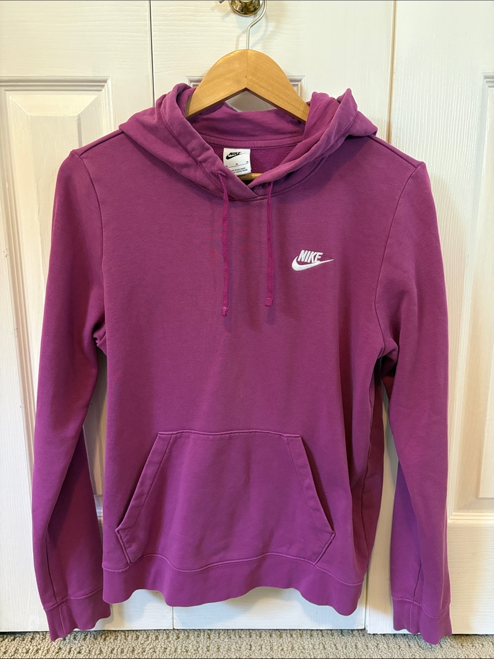 Nike Women's Purple Pullover Hoodie with White Swoosh